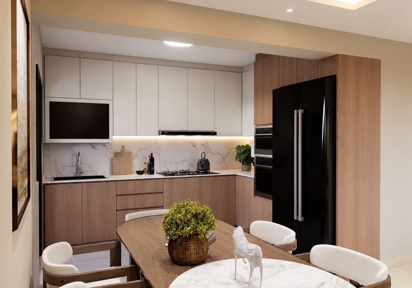 Open kitchen and dining